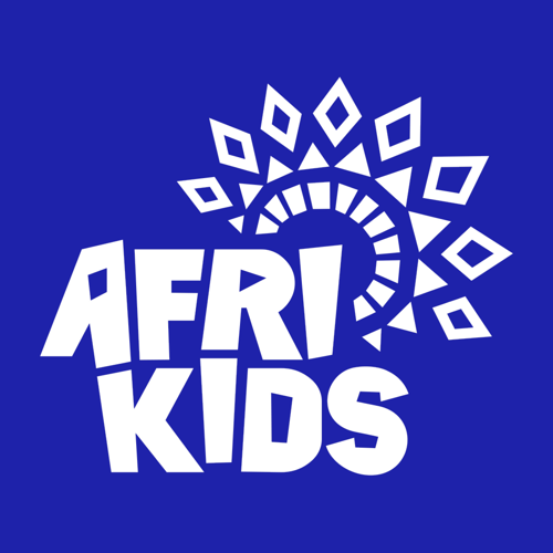 Afrikids Logo White On Blue 500X500px